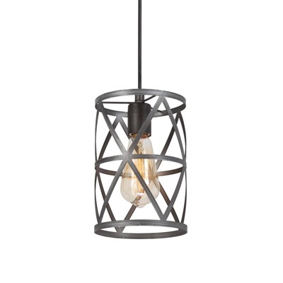 LNC Mocha 1-Lights 6“ Farmhouse Cylinder Mini Pendant  Lights,Brushed Black
