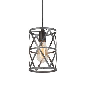 LNC Mocha 1-Lights 6“ Farmhouse Cylinder Mini Pendant  Lights,Brushed Black - 1 of 4