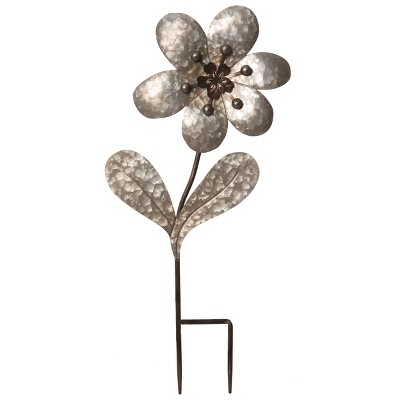 Transpac Metal 25.5" Silver Spring Rustic Flower Yardstake