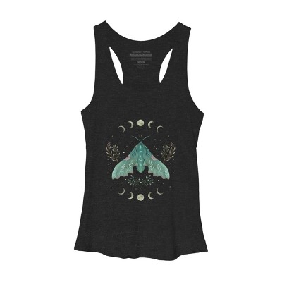 Women's Design By Humans Luna and Moth By EpisodicDrawing Racerback Tank Top