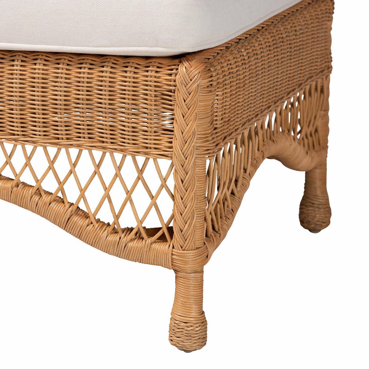 bali & pari Brooklyn Braided Rattan Ottoman Stool Light Honey - thumbnail 2