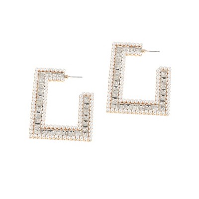 SOHI Women's Crystal Silver Casual Hoop Earrings