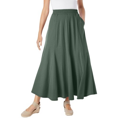 Woman Within Plus Size Wide Elastic Waist Skirt
