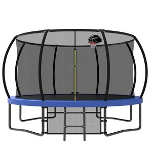VisioGear Trampolines, Trampoline with Safety Enclosure Net, Trampoline with Basketball Hoop, Blue, 144.09"*144.09"*107.87" - 1 of 4