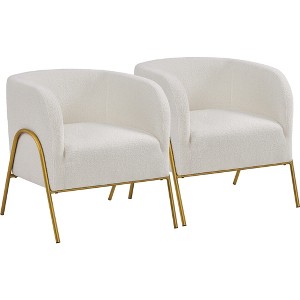 Yaheetech Set of 2 Barrel Shaped Armchair with Gold-tone Metal Legs for Living Room Bedroom - 1 of 4
