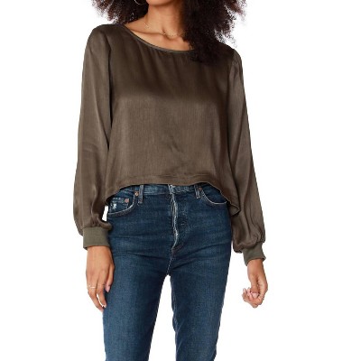 Women's Long Sleeve Rib Mix Top Black - bobi