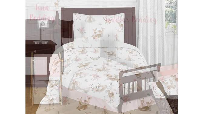 3pc Deer Floral Full/Queen Kids&#39; Comforter Bedding Set - Sweet Jojo Designs, 2 of 9, play video