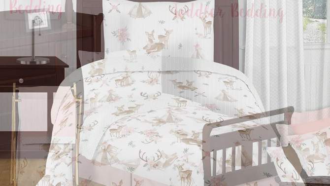 3pc Deer Floral Full/Queen Kids&#39; Comforter Bedding Set - Sweet Jojo Designs, 2 of 9, play video