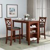 Costway 5PCS Pub Dining Table Set w/ Storage Shelves&4 Upholstered Chairs Walnut - 3 of 4