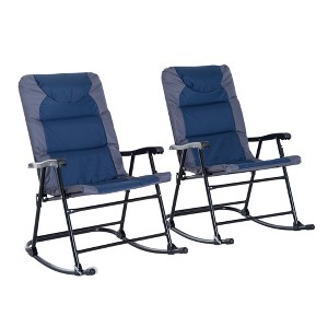2 Piece Outdoor Patio Furniture Set with 2 Folding Padded Rocking Chairs, Bistro Style for Porch, Camping, Balcony - 1 of 4