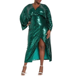 ELOQUII Women's Plus Size Dolman Sleeve Sequin Dress - 1 of 4