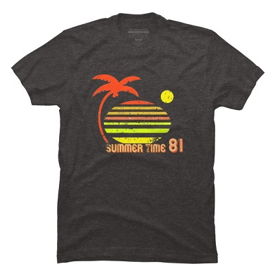 Men's Design By Humans Retro Summer Time Sunset 81 By astrofire T-Shirt
