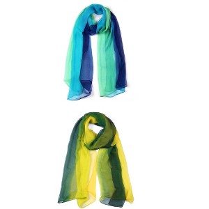 Elerevyo Women Long Chiffon Lightweight Gradient Color Scarves 2 Pcs - 1 of 4