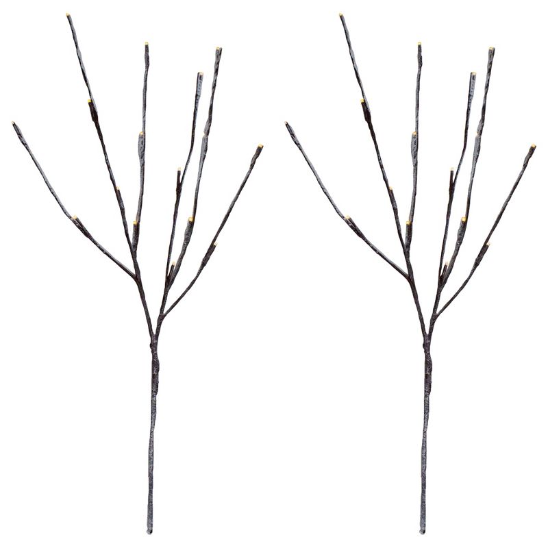 Northlight Set of 2 Brown LED Battery Operated Snow Branches 28", 1 of 4