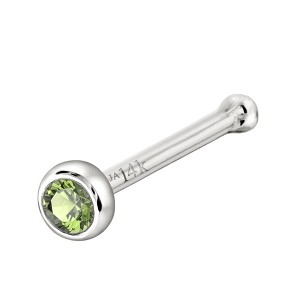 Jewelry Avalanche 22G 14K Gold Bezel-set Peridot Ball-end Nose Stud - 1 of 3