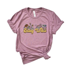 Simply Sage Market Women's Stay Wild Colorful Flowers Short Sleeve Graphic Tee - 1 of 4