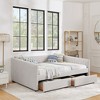 TiramisuBest Queen Size Daybed with Trundle, Upholstered Sofa Bed, Beige Linen (86.5"x65"x30") - 2 of 4