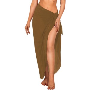 LA LEELA Women's Summer Beach Sarong Wrap Skirt Swimsuit Cover Ups for Swimwear One Size Country Walnut AD361 - 1 of 4