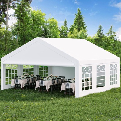20x20 ft Party Tent Heavy Duty Wedding Canopy with White Large Roof, Detachable Sidewalls, and 3 Storage Bags, Outdoor Party Canopy for Camping