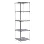 Juggernaut Storage Steel Wire 5-Tier Square Cubical Slim Spacesaver Storage Shelving Unit Home Organization Tower with Adjustable Height, Chrome