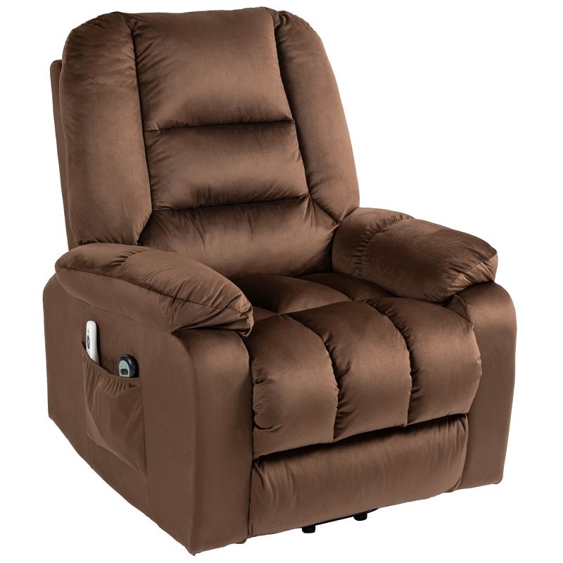 HOMCOM Power Lift Chair, Fabric Vibration Massage Recliner Chair with Heat, Remote Control, and Side Pockets, 4 of 7
