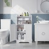 VECELO Bathroom Storage Cabinet Wooden Floor Cabinet with 2 Doors & Roll Toilet Paper Holder, Adjustable Shelf, White - 3 of 4