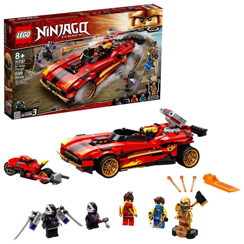 LEGO NINJAGO Legacy X-1 Ninja Charger; Set Includes Motorcycle and Collectible Minifigures 71737, 1 of 9
