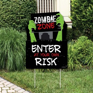 Big Dot of Happiness Zombie Zone - Party Decorations - Halloween or Birthday Zombie Crawl Party Welcome Yard Sign - 1 of 4