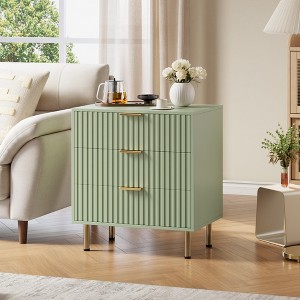 Whizmax Modern 3-Drawer Dresser for Bedroom,Living Room, Fluted Wooden Nightstand with Deep Storage, Wide Top Chest Organizer, Kids Room Side Table - 1 of 4