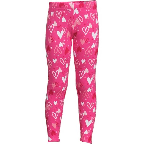 Lands' End Kids Fleece Lined Leggings - Large - Hot Pink Doodle