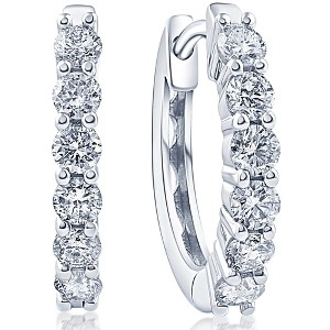 Pompeii3 3/4 Ct TW Diamond Hoops Women's Earrings in White or Yellow Gold 15mm tall - 1 of 4