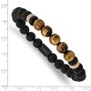 Chisel Stainless Steel Brushed Black IP-plated 8mm Black Agate and Tiger's Eye Beaded Stretch Bracelet - 4 of 4
