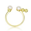 Sterling Silver Ring with 14K Gold Plating and 5MM Freshwater Pearls – Chic and Contemporary Modern Design - 3 of 3