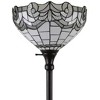 Amora Lighting White Color Torchiere Floor Lamp – 72 Inch Tall Handcrafted Stained Glass Shade with White & Bronze Finish - 3 of 4