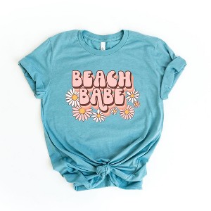 Simply Sage Market Women's Retro Beach Babe Flowers Short Sleeve Graphic Tee - 1 of 2