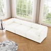 DOMETOUR White Chenille 3-Seater Sofa with Storage Seat, Cylindrical Backrest & Armrests, Contemporary Fabric Couch - 2 of 4