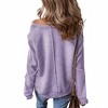 Women's Waffle Patchwork Raglan Sleeve Exposed Seam Sweatshirt - Shewin - 2 of 4