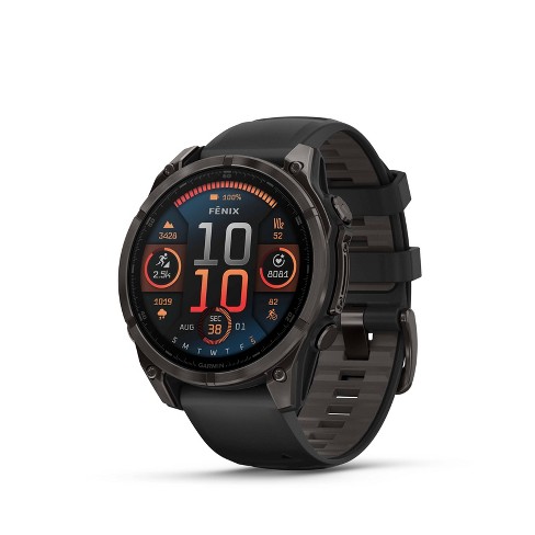 Garmin Fenix 8 47mm Amoled Sapphire Carbon Gray Dlc Titanium With Black pebble Gray Silicone Band Target