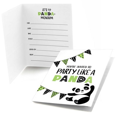 Big Dot of Happiness Party Like a Panda Bear - Fill In Baby Shower or Birthday Party Invitations (8 count)