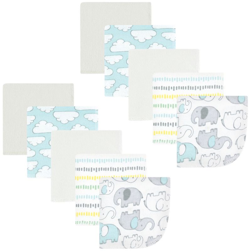 Hudson Baby Flannel Washcloths, Neutral New Elephant 10Pk, One Size, 1 of 8