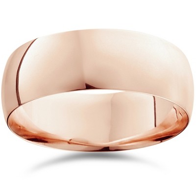 Pompeii3 8mm Dome High Polished Wedding Band 10k Rose Gold