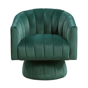 Maliang Dark Gray Velvet Accent Chair Modern Luxury Living Room Furniture, 1pc Swivel Chair Comfortable Barrel Back - 1 of 4