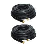 Apache 98108804 50 Foot Industrial Rubber Garden Water Hose with Heavy Duty MGHT x FGHT Brass Fittings and 1 Bend Restrictor (2 Pack)