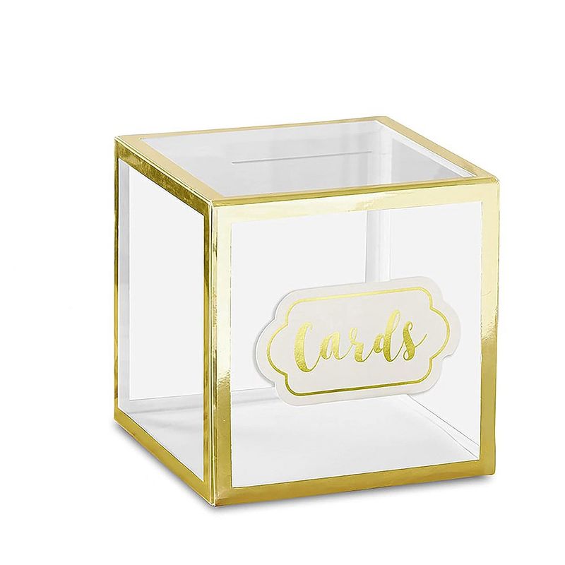 Kate Aspen Gold Frame Collapsible Acrylic Card Box | 18215NA, 1 of 9