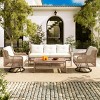 Outdoor 4 Pcs Seating Set, Patio Seating Set with Swivel Chairs and Coffee Table, Rattan Sofa with Iron Frame and Sponge Cushion-Cuddlewood - 2 of 4