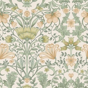 Holden Vintage Mirrored Floral Cream Wallpaper: Non-Pasted Botanical Design, Paper Material, Washable Matte Finish, 56 Sq Ft Coverage - 1 of 4