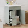 Okak 24" Bathroom Vanity with Ceramic Sink, Modern Style Bathroom Sink Vanities with 2 Drawers & 1 Soft Close Door - 2 of 4