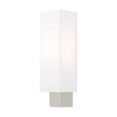 Clark Brushed Nickel 1-Light ADA Compliant Wall Sconce with Off-White Shade