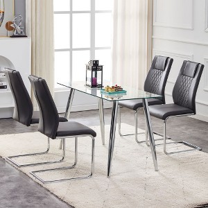 Okak Modern Comfortable Dining Chairs Set of 4, Faux Leather with Thickened Backrest & Anti-Scratch Metal Legs for Kitchen/Office/Bedroom - 1 of 4