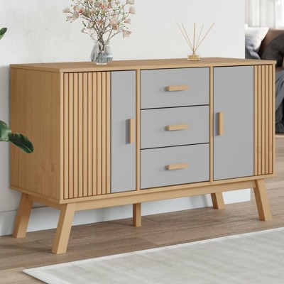 vidaXL Sideboard OLDEN Gray and Brown 44.9 in.x16.9 in.x28.9 in. Solid Wood Pine